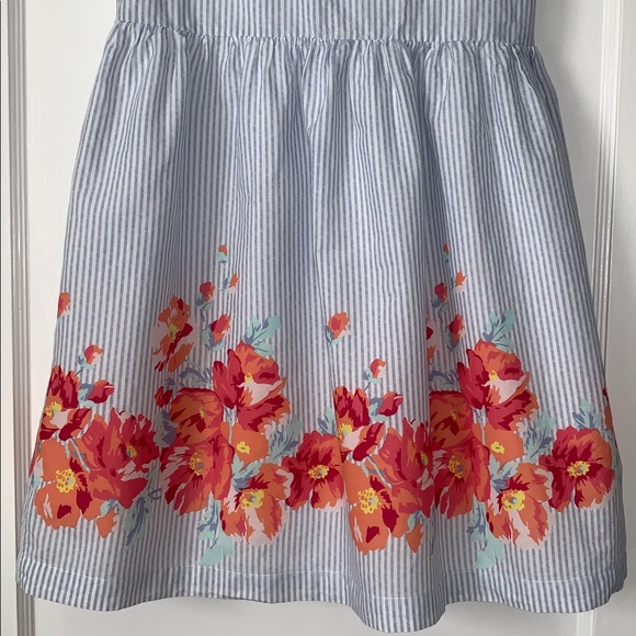 GAP Girls Blue & White Floral Pinstripe Dress XL 12/13 EUC Sundress - Picture 3 of 10